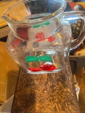 Glass Tomato Pitcher with Green Leaf Accent